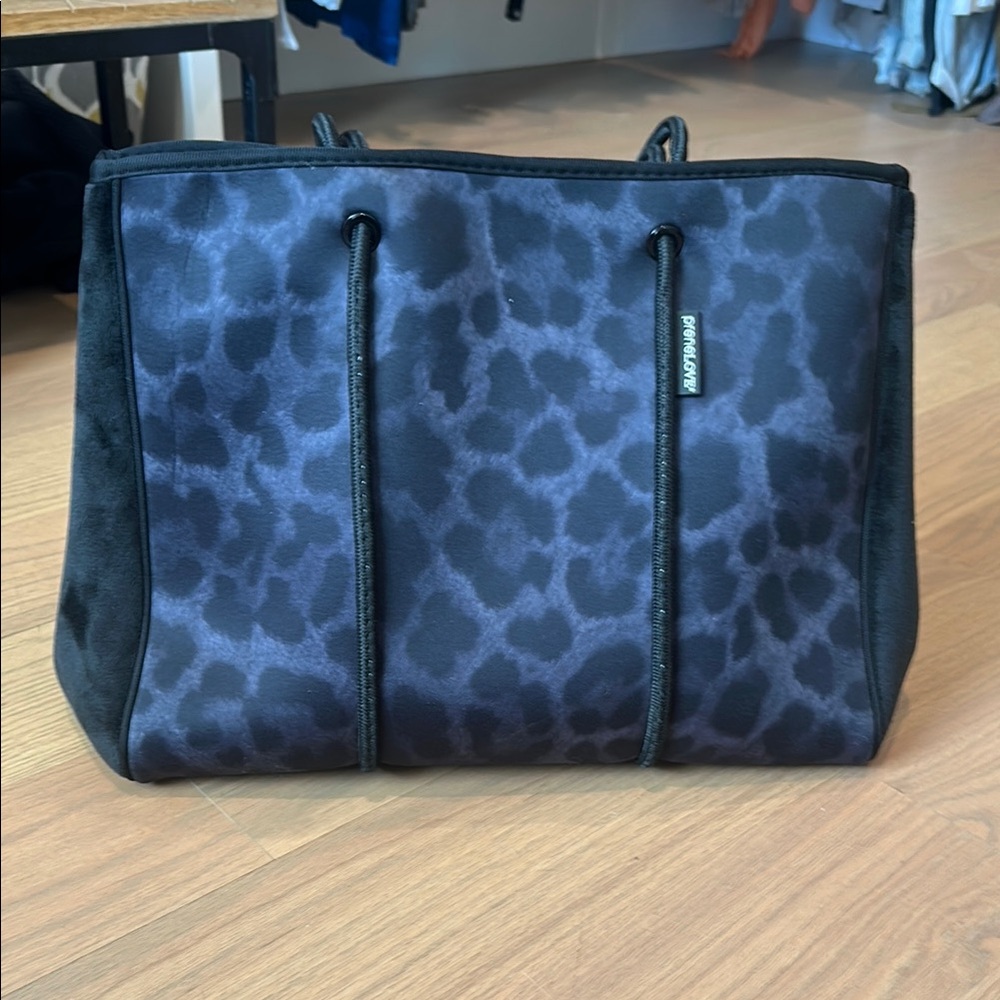 Black and Blue Leopard Print Tote Bag